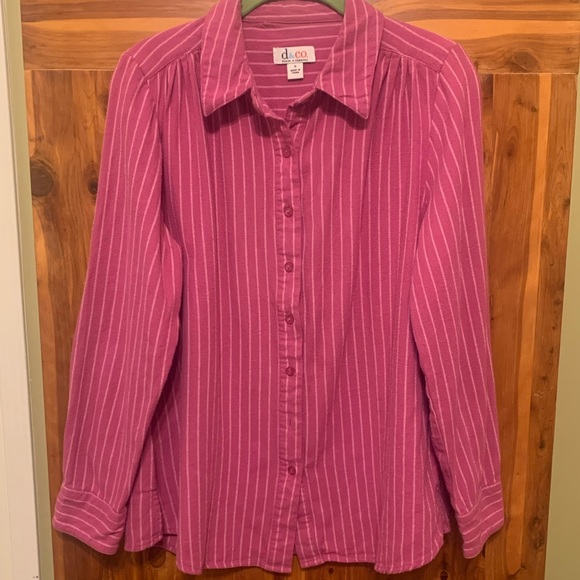 Denim & Co. Long Sleeve Striped Flannel Shirt - Picture 6 of 8